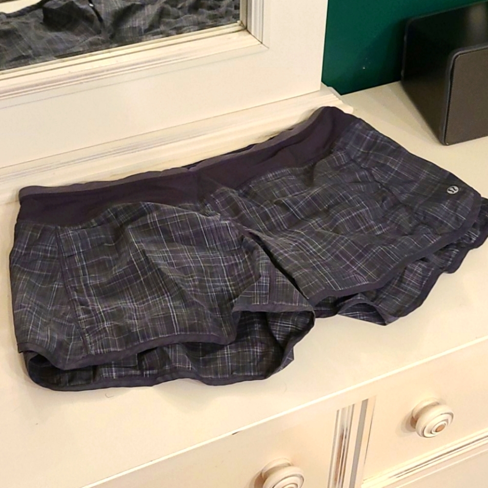 Lululemon Run Times Grey Plaid Short